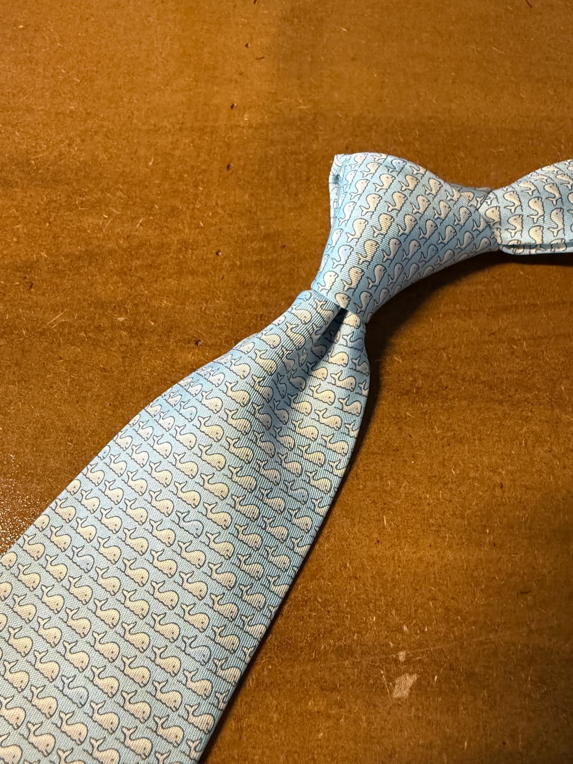 에르메스 HERMES 고래 모티브 실크 넥타이 라이트 블루 상품이미지3