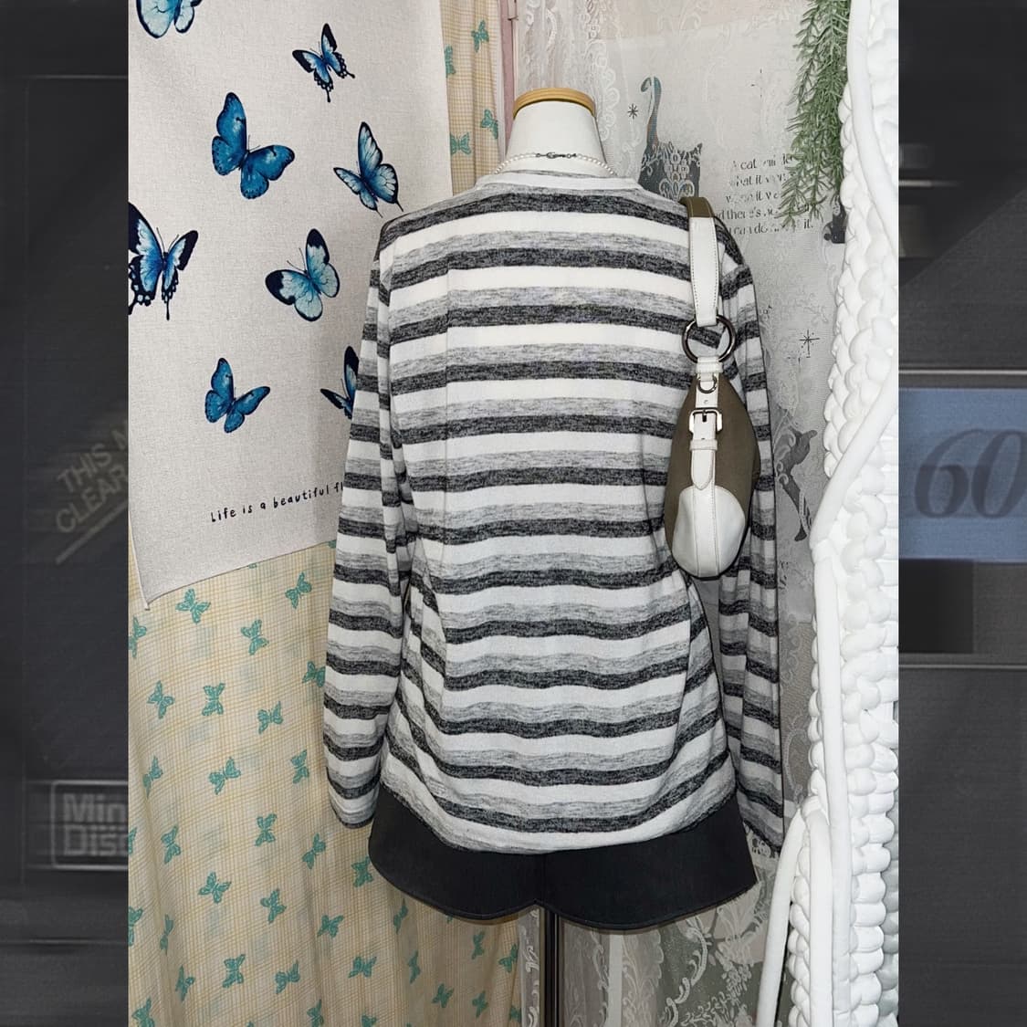 그레이 스트라이프 레이어드 티셔츠 상품이미지7