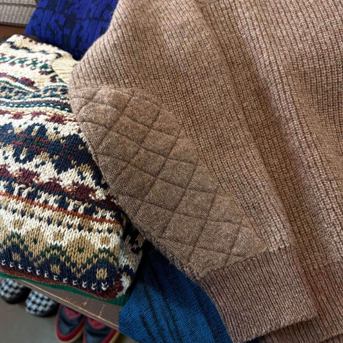 90S 선버드 모카 브라운 퀼팅 울혼방 스웨터  상품이미지2