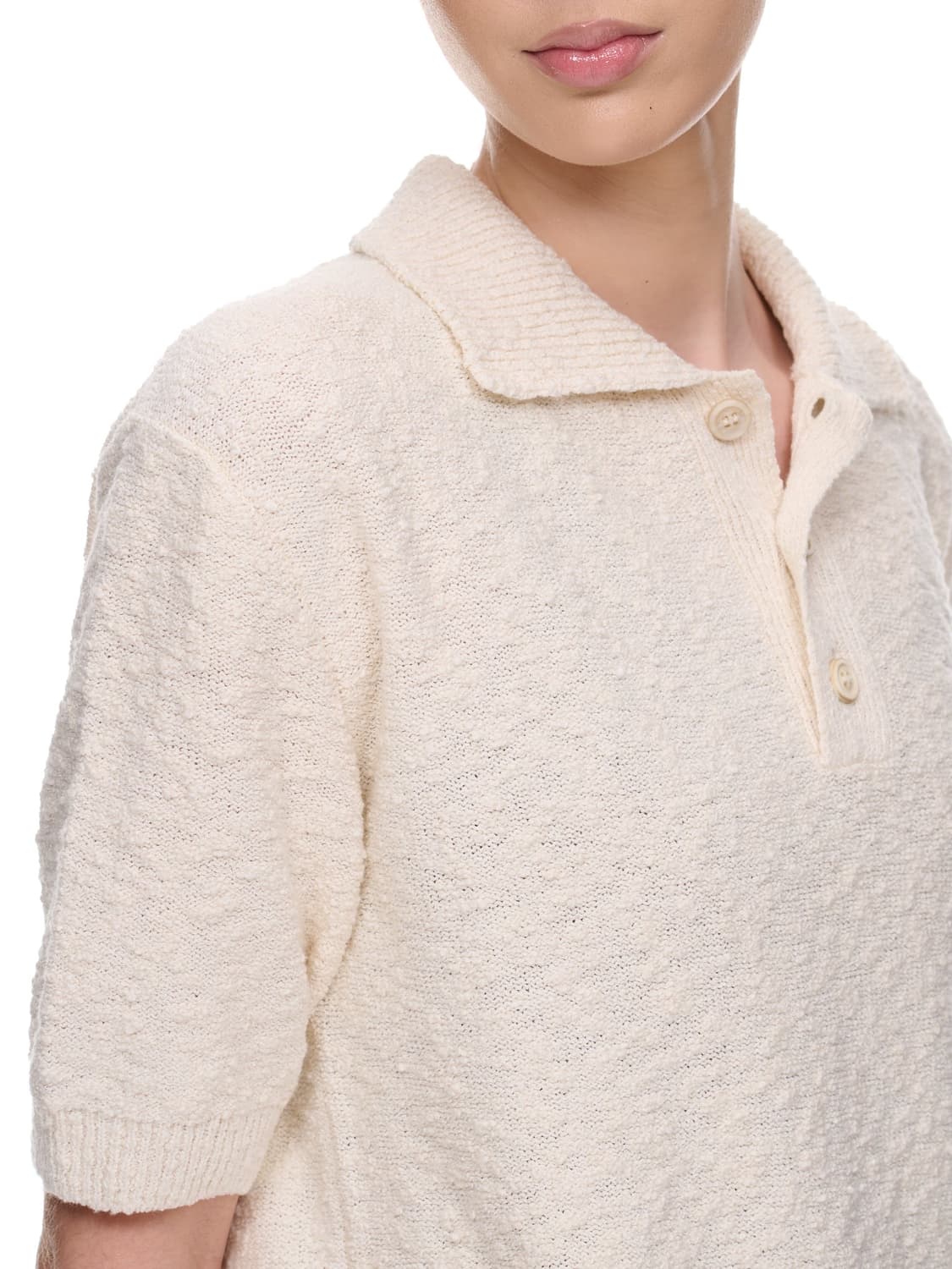 (W)메종 마르지엘라 니트 폴로 셔츠 오프화이트 S사이즈 상품이미지4