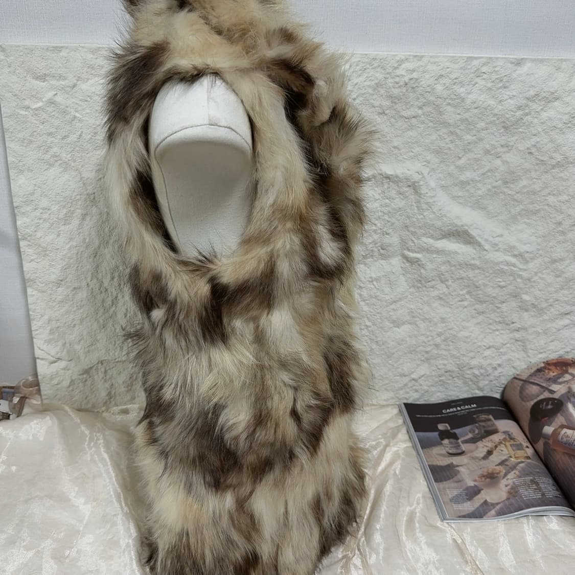 빈티지 원색 라쿤퍼 조끼 베스트 상품이미지3