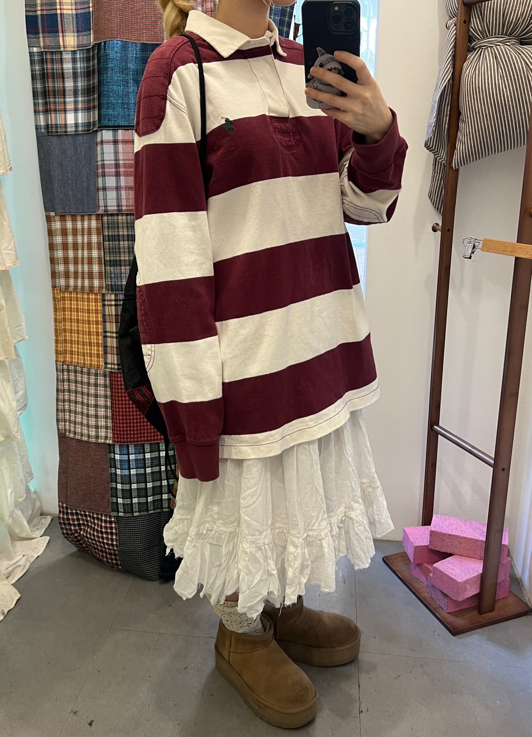 폴로 버건디 스트라이프 카라티 상품이미지5