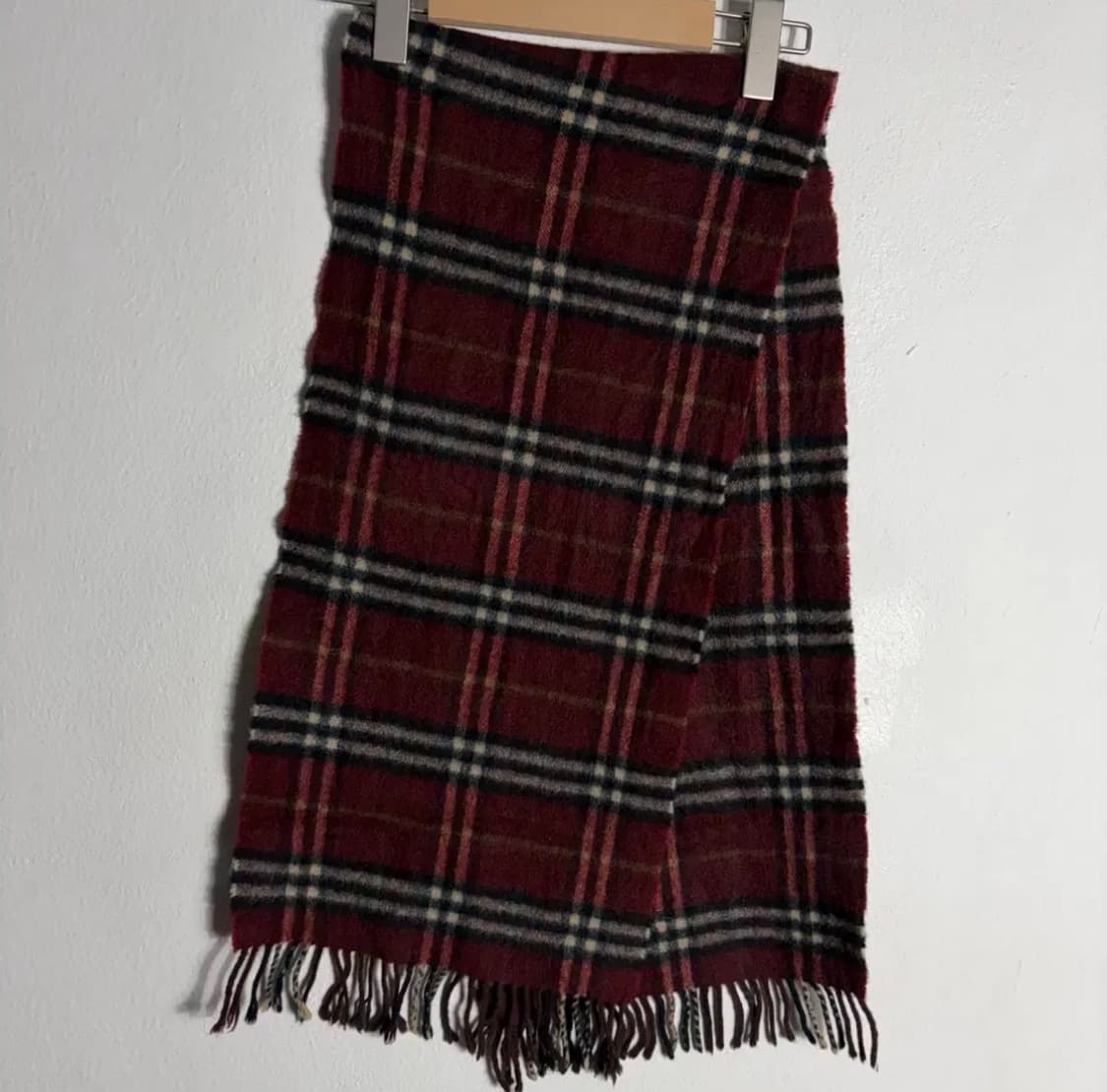 버버리 캐시미어 머플러 버건디 체크 상품이미지2