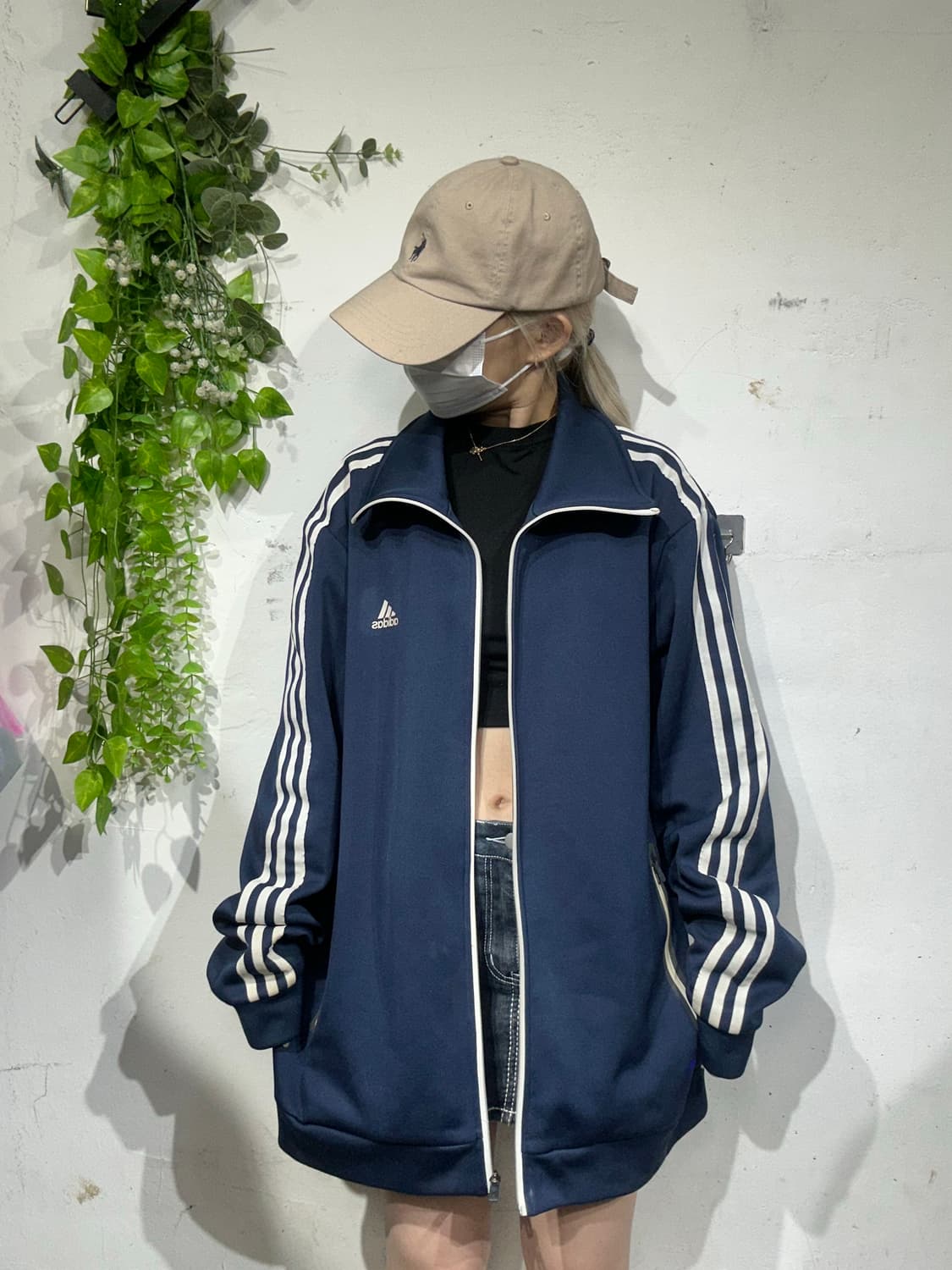 아디다스 네이비 오버핏 화이트 삼선 트랙탑 져지 4XL 상품이미지2