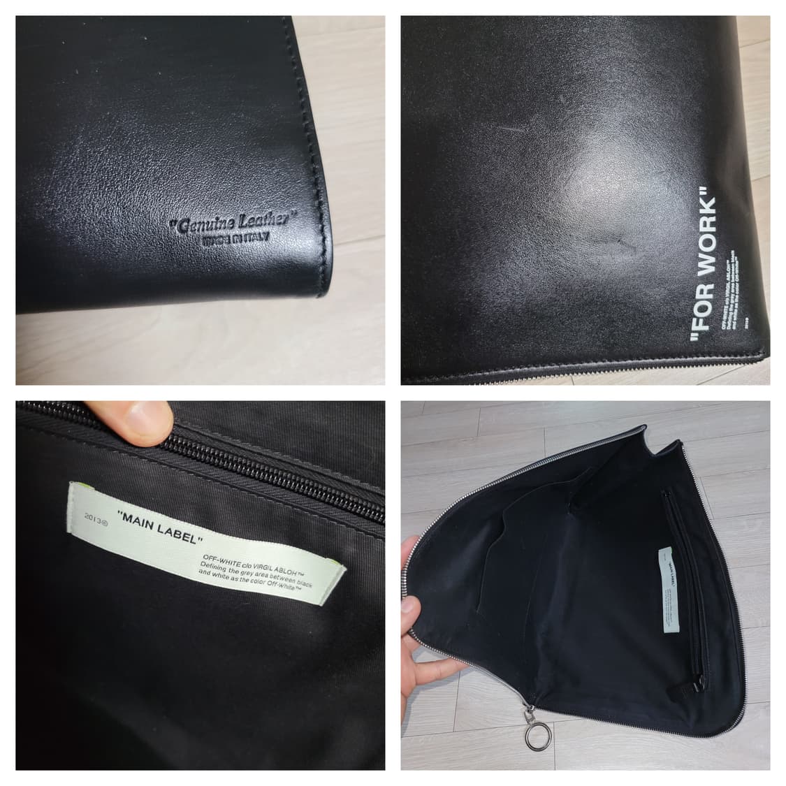 정품 오프화이트 포 워크 블랙 클러치 백 상품이미지5