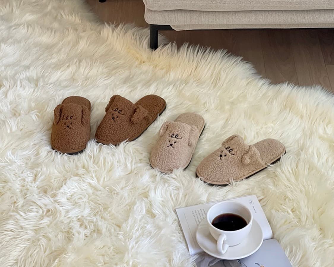 (새상품) 뽀글이 곰돌이 털 슬리퍼 거실화 실내화 2종 세트 겨울 상품이미지4