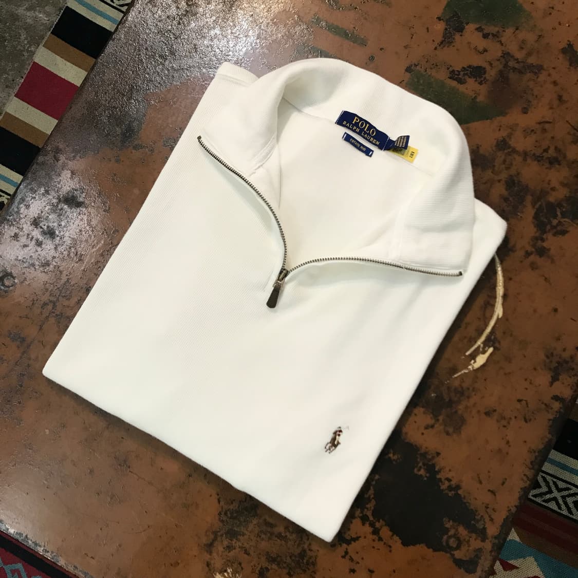 폴로랄프로렌 크림 아이보리 반집업 풀오버 남성 110 사이즈 상품이미지1