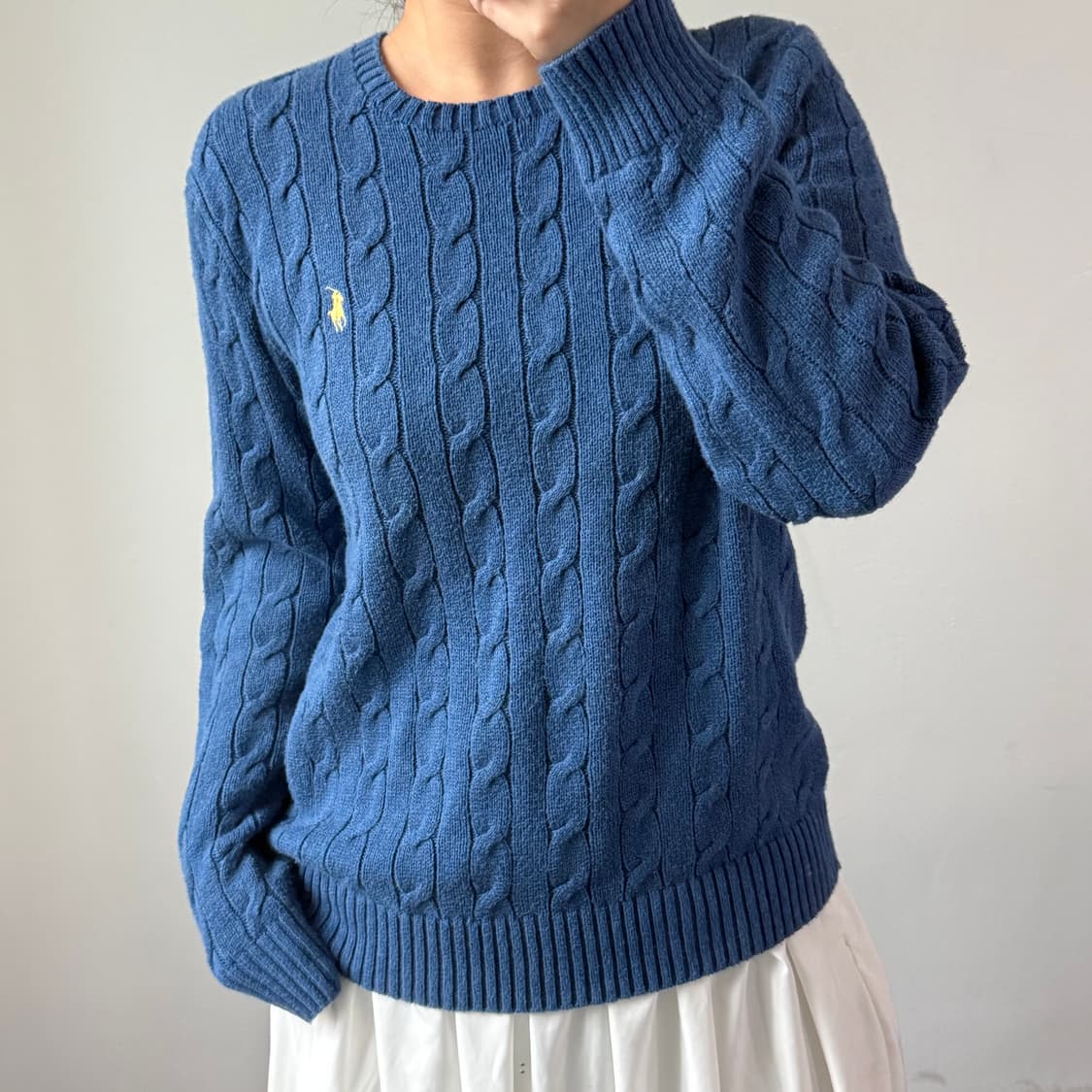 [M] 폴로 블루 케이블 니트 상품이미지2