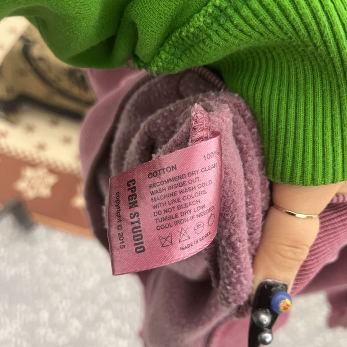 꼼파뇨 매드홉피 피그먼트 키치 인디핑크 기모 후드티 L C08680 상품이미지6