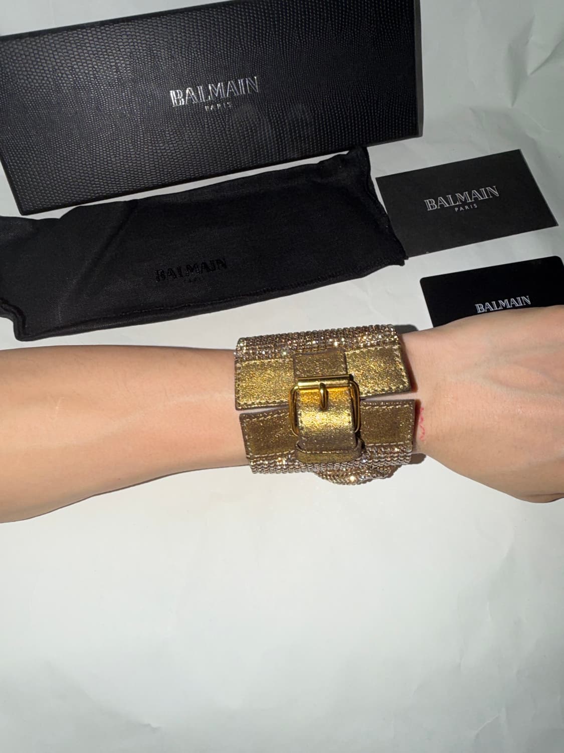 Balmain 11aw 데카르넹 아카이브 골드 레더 브레이슬릿 상품이미지3