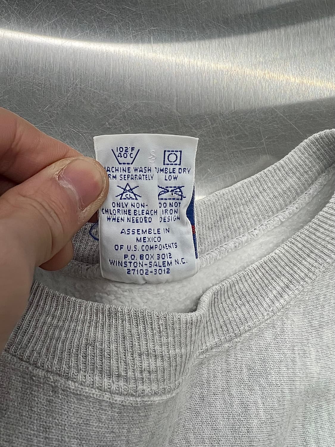 챔피온 라이트 그레이 리버스 위브 스테이츠맨 호바트 크루넥 스웨트 셔츠 상품이미지8