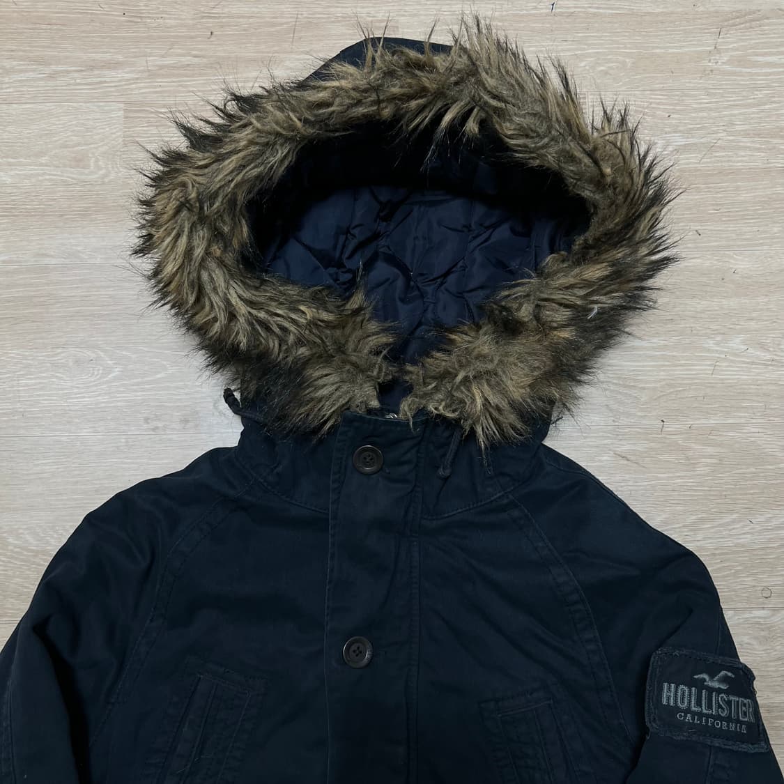 홀리스터 덕다운 퍼후드 롱 야상 패딩 점퍼 [다크 네이비] L/100 상품이미지2