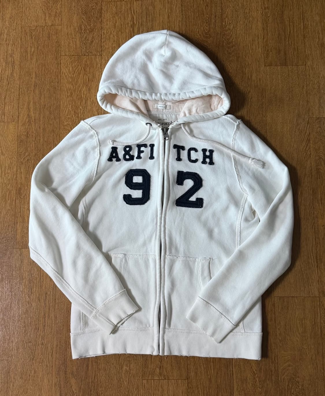 (상태최상,매물없음) 아베크롬비 화이트 살구핑크 후드집업 s 상품이미지2