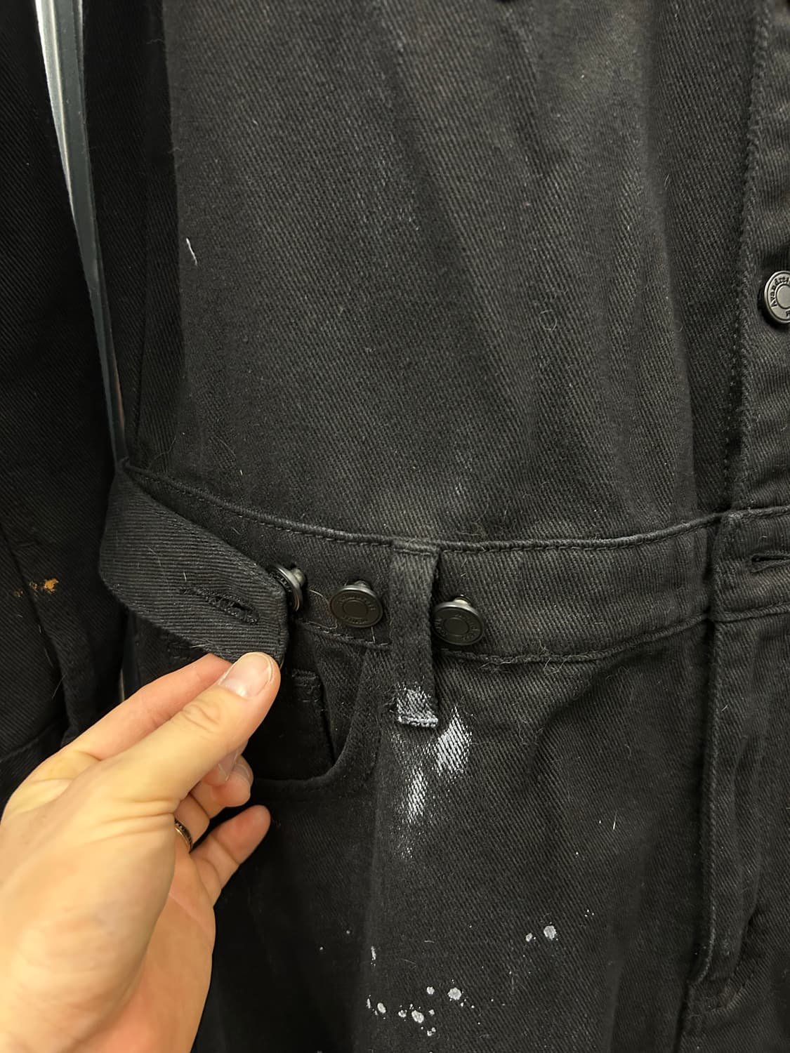 Avandress 블랙 데님 페인팅 워크웨어 점프수트 상품이미지9