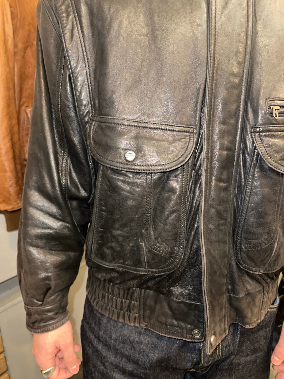 90’s Japanese lambskin leather bomber 상품이미지6