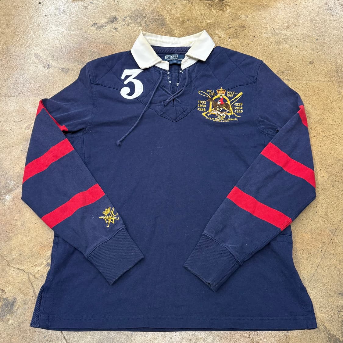 폴로 랄프로렌 네이비 레드 카라 긴팔 티셔츠 상품이미지2