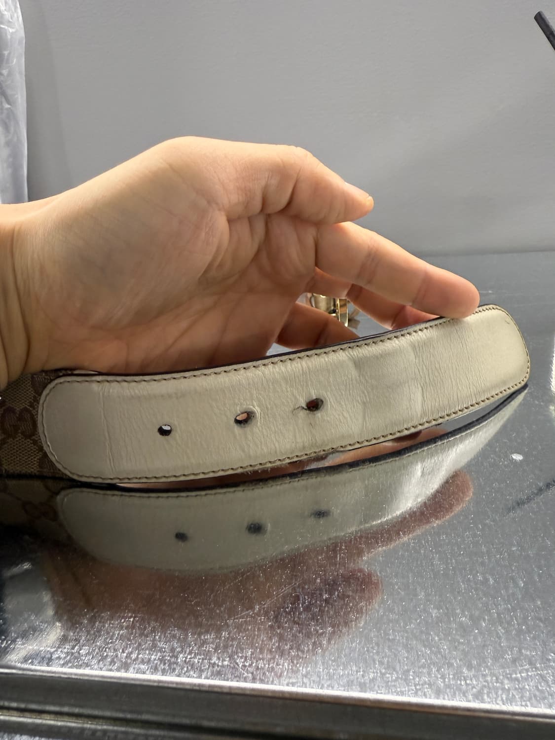 구찌 정품 GG 로고 화이트 벨트 상품이미지5