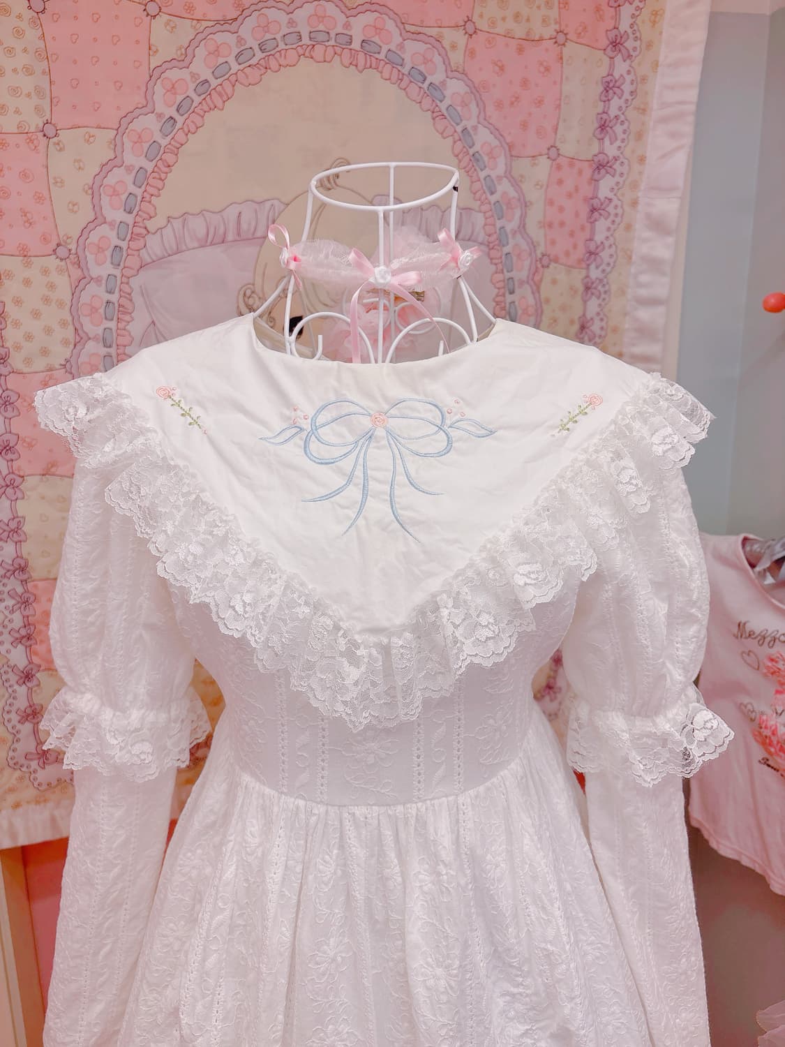 Cherie Rose 빈티지 리본 자수 레이스 원피스 상품이미지2