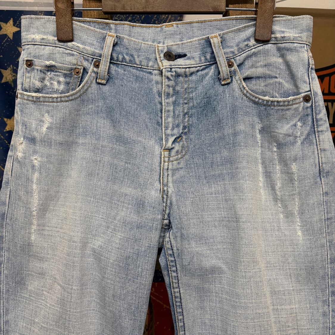 00s 리바이스 연청 라이트블루 데미지 워싱 데님팬츠 N386 상품이미지3