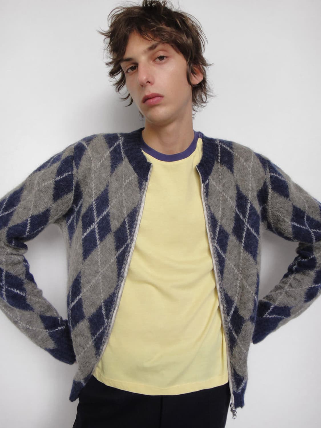 gimaguas 기마구아스 앨리스 아가일 집업 니트 가디건 자켓 XS 상품이미지3