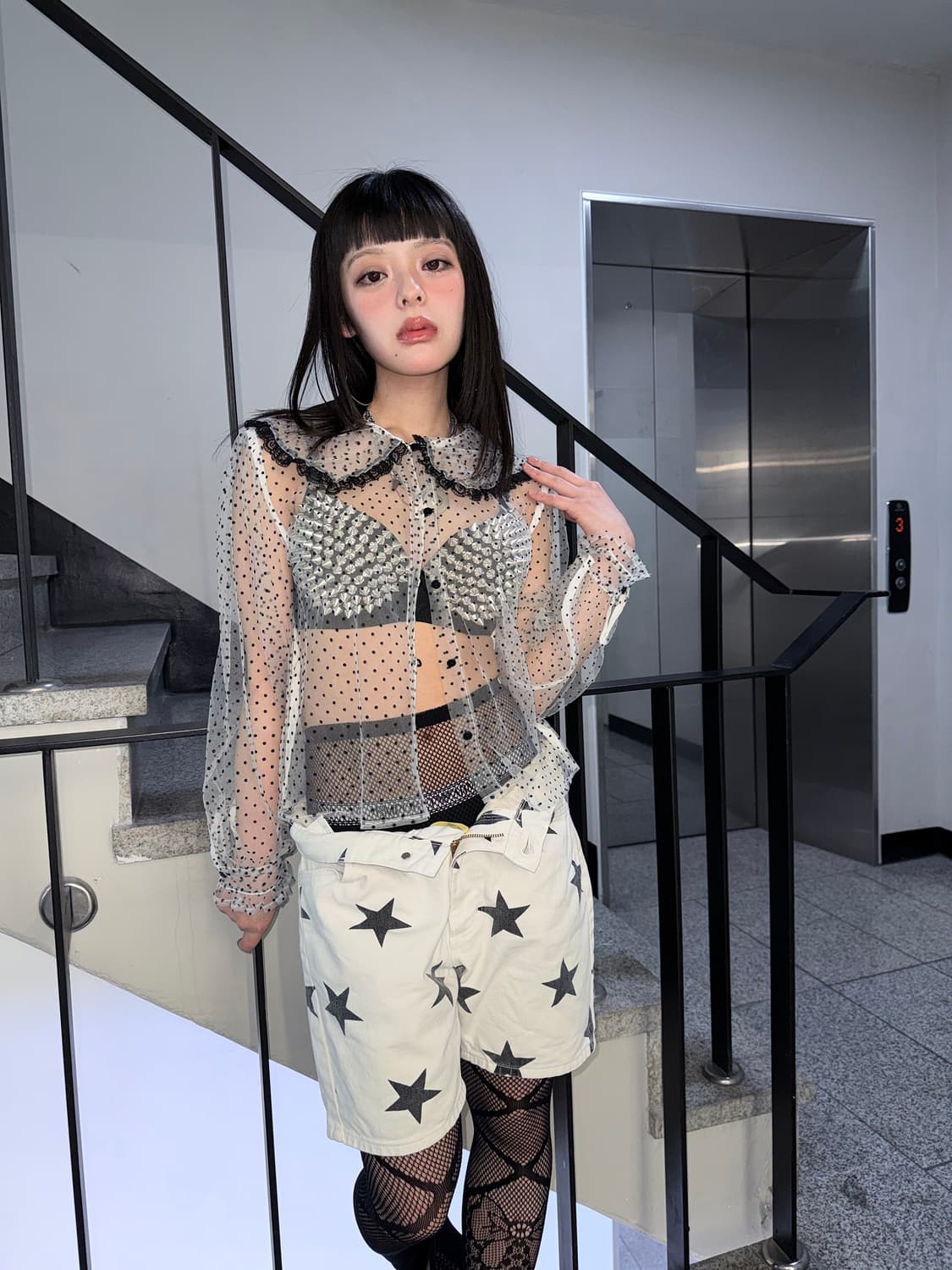 seethrough dots shirt 상품이미지2