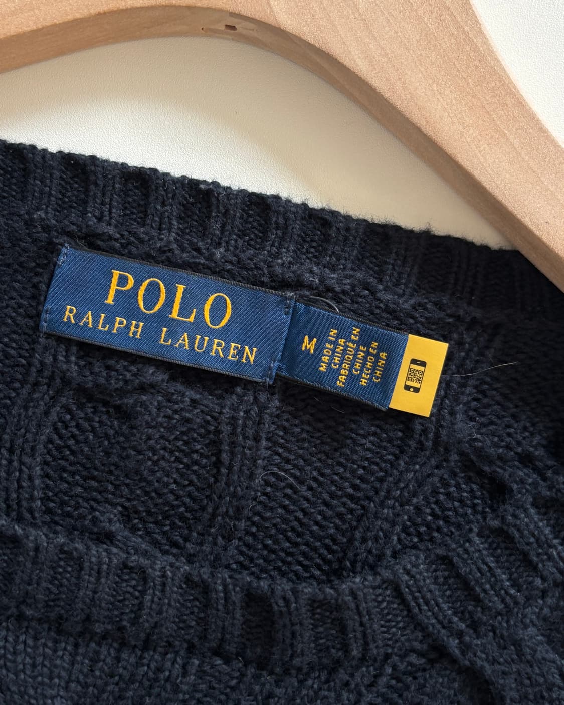 Polo 폴로 랄프로렌 QR신형 네이비컬러 코튼 케이블 니트 상품이미지4