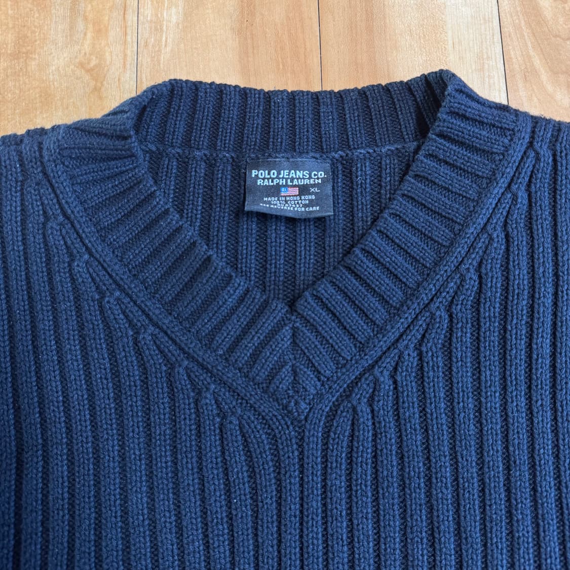 폴로 진스 남성 브이넥 니트 블랙 XL 상품이미지2