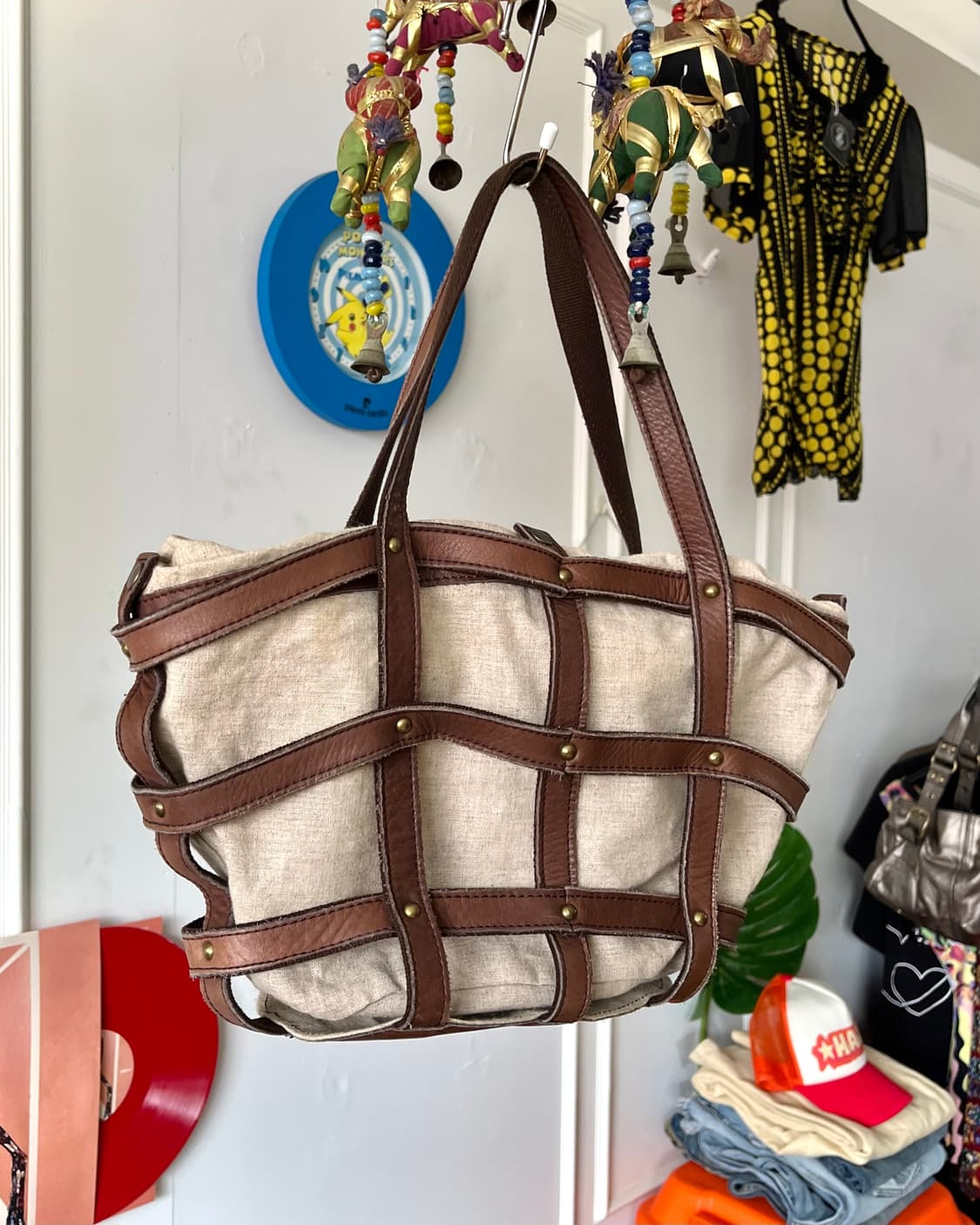 Vintage Leather Harness Stud Tote Bag 상품이미지2