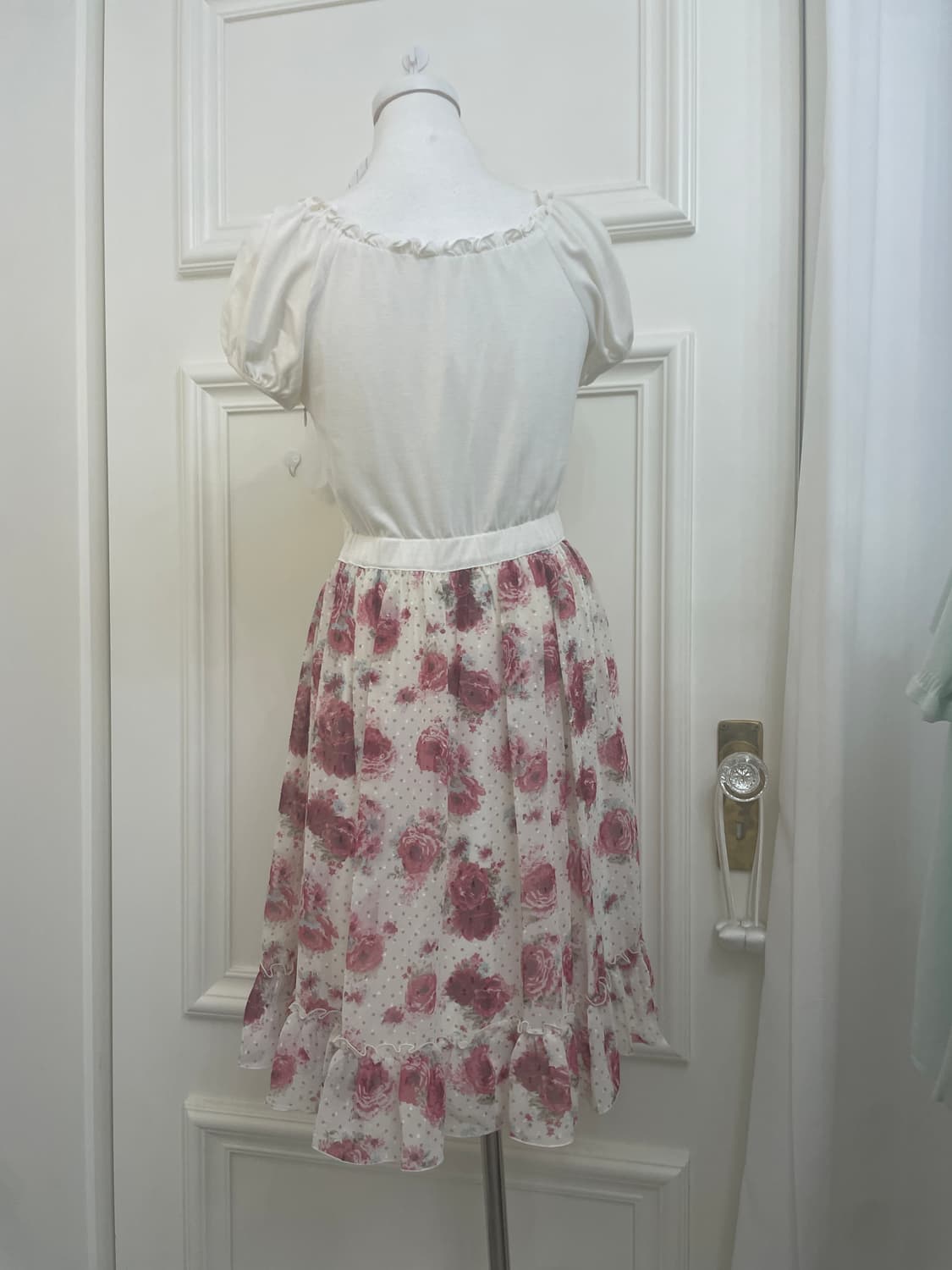 LEST ROSE ivory ruffle pink flower 상품이미지3