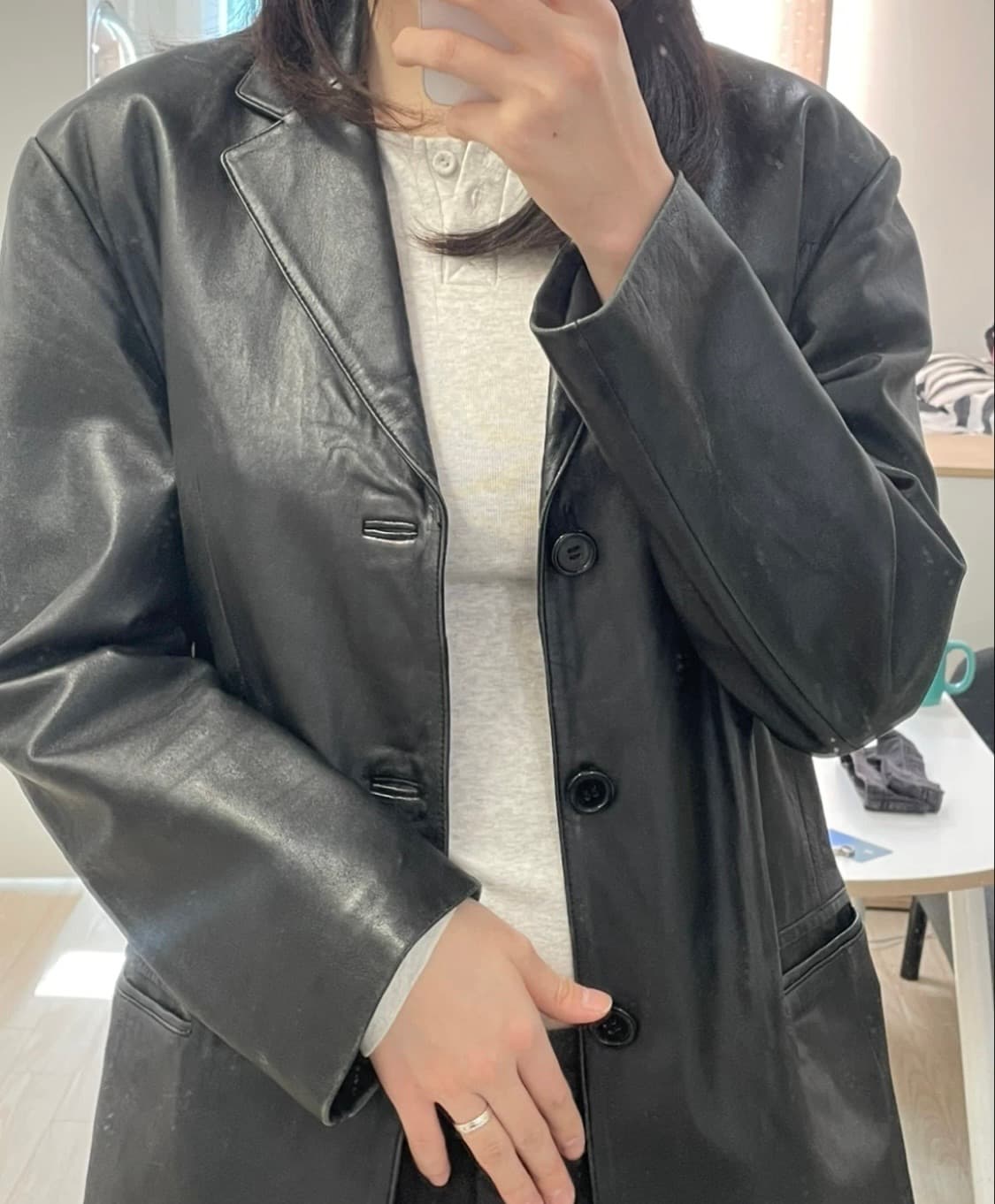 상아모피 블랙 양가죽 블레이저 95 상품이미지3