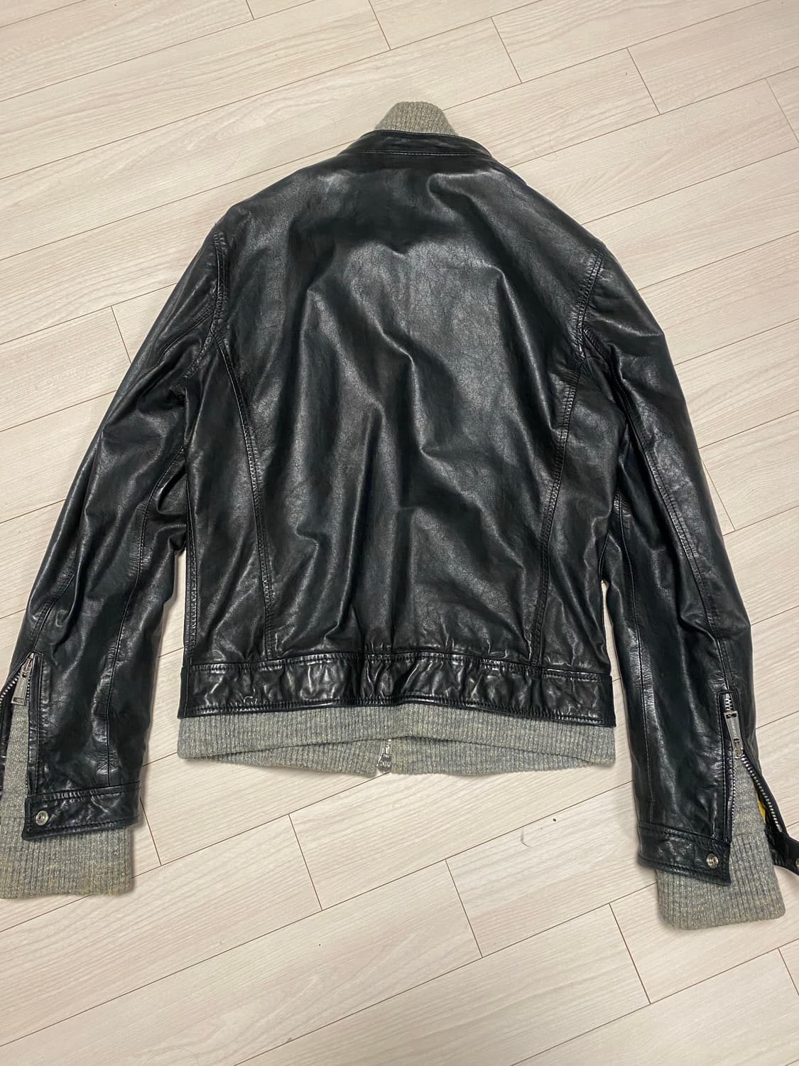 니트레이어드 라이더가죽 집업자켓 상품이미지2