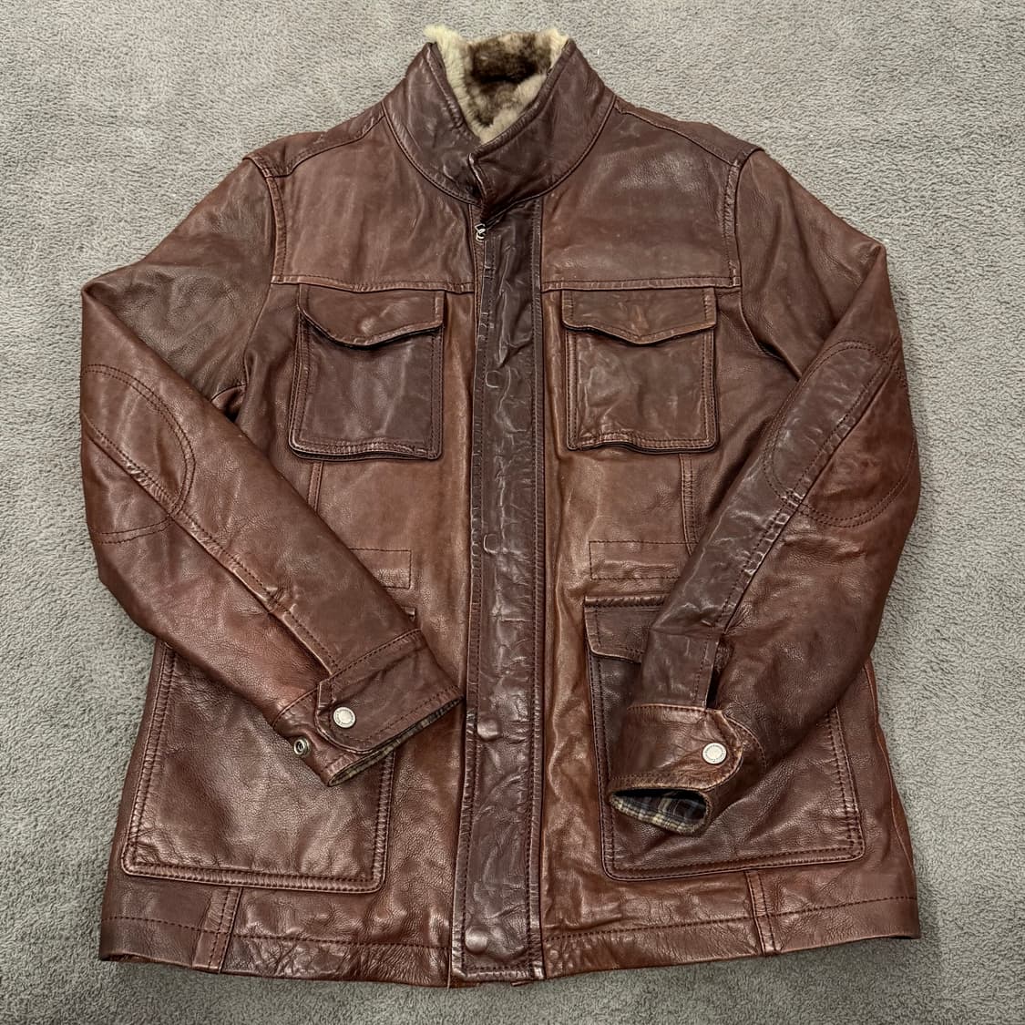[정품/100] 헨리코튼 브라운 양가죽자켓 상품이미지2