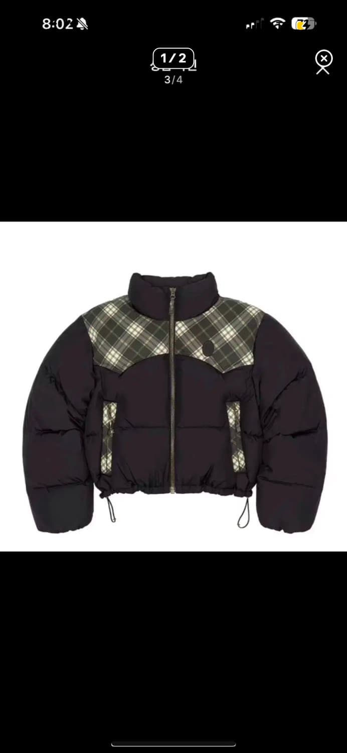 스컬프터 체크 크롭 숏패딩 상품이미지1