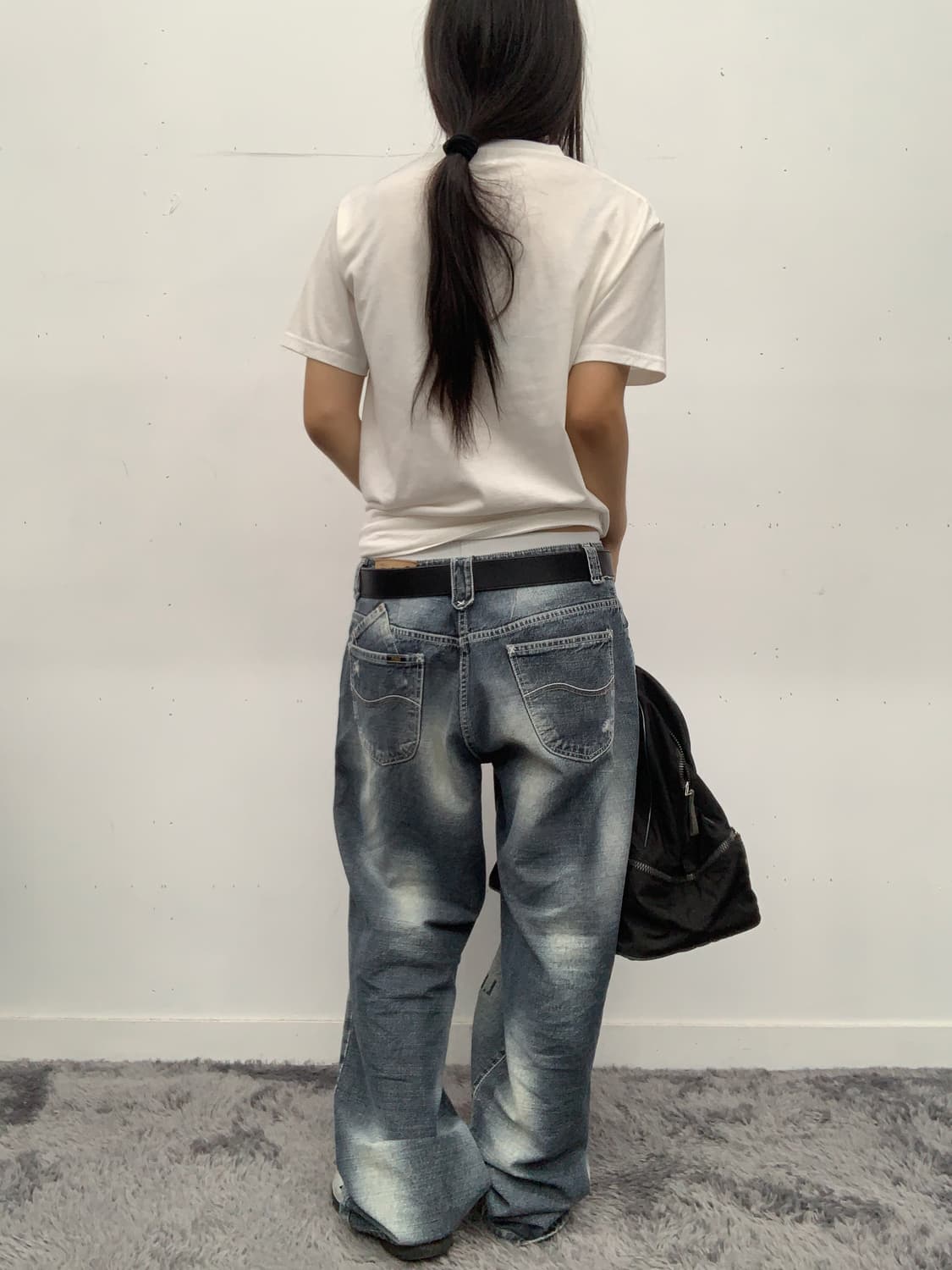 Lee 레터링 워싱 데미지 데님 팬츠 상품이미지4