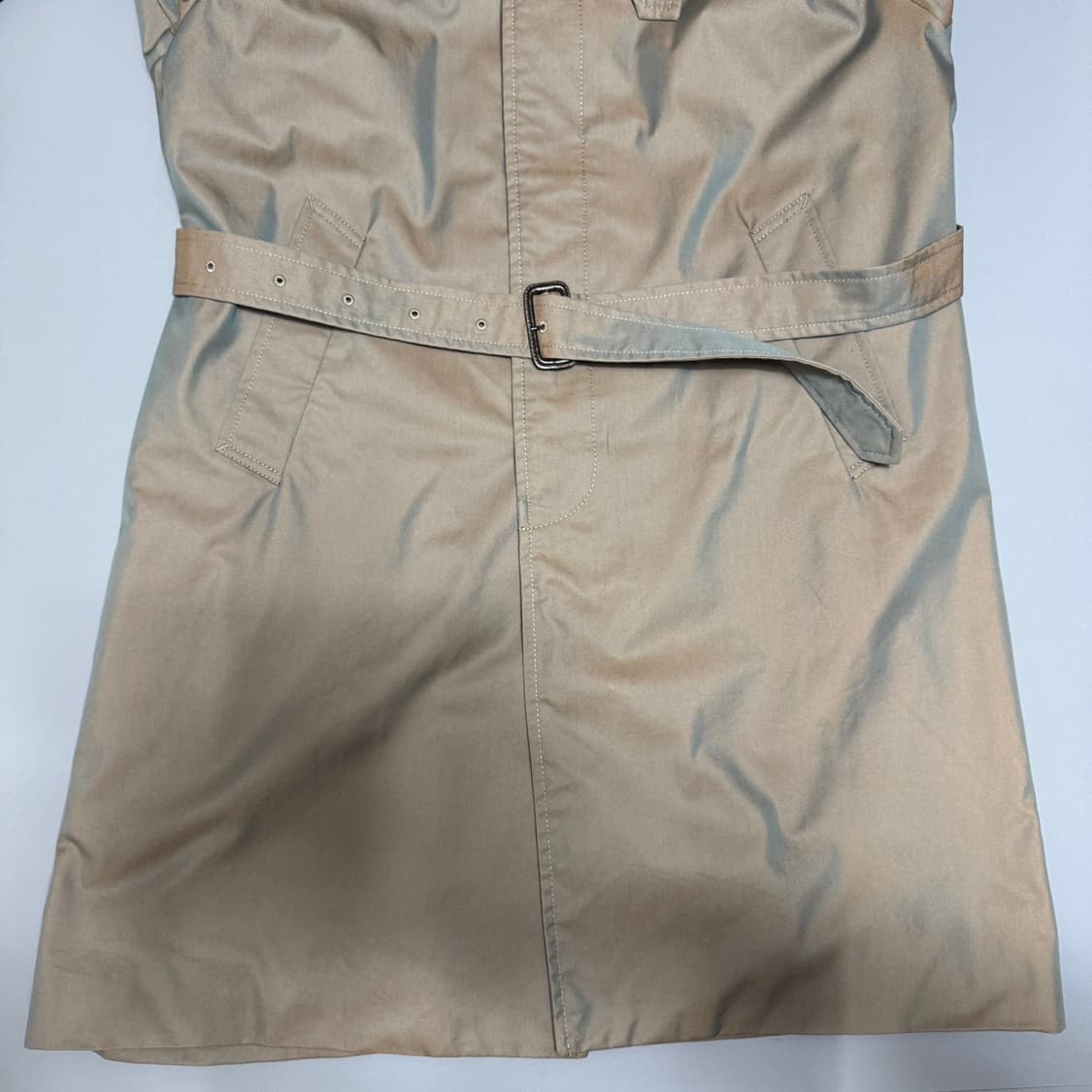 빔즈(BEAMS) 베이지컬러 스텐칼라넥 코튼 혼방 벨티드 래글런 코트 상품이미지9