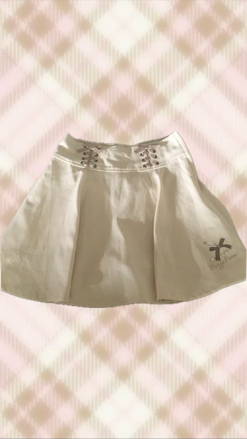 메조피아노 땡땡이 도트 라떼 리본 치마 갸루 러블리 히메 로걀 빈티지 상품이미지1