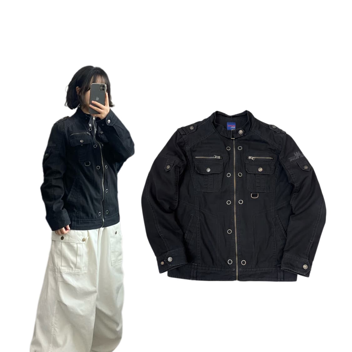 바이커 Y2K 코튼 집업 자켓 상품이미지1