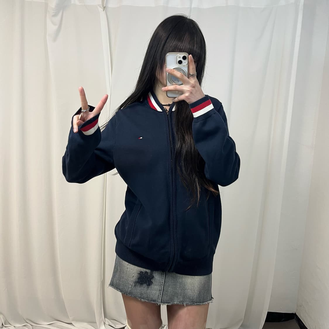 Tommy Hilfiger Navy Knit Zip-up 상품이미지2