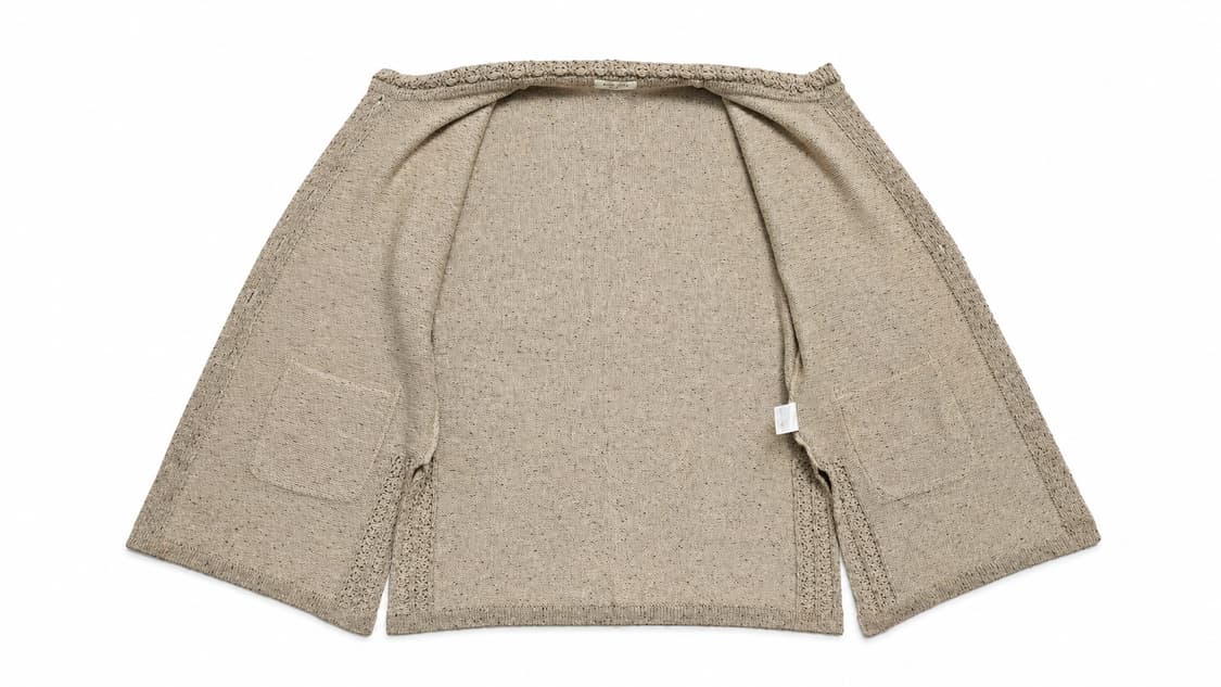 JPN 90s일본 빈티지 모리걸 코지 베이지 크로셰 포켓 핸드니트 베스트 상품이미지3