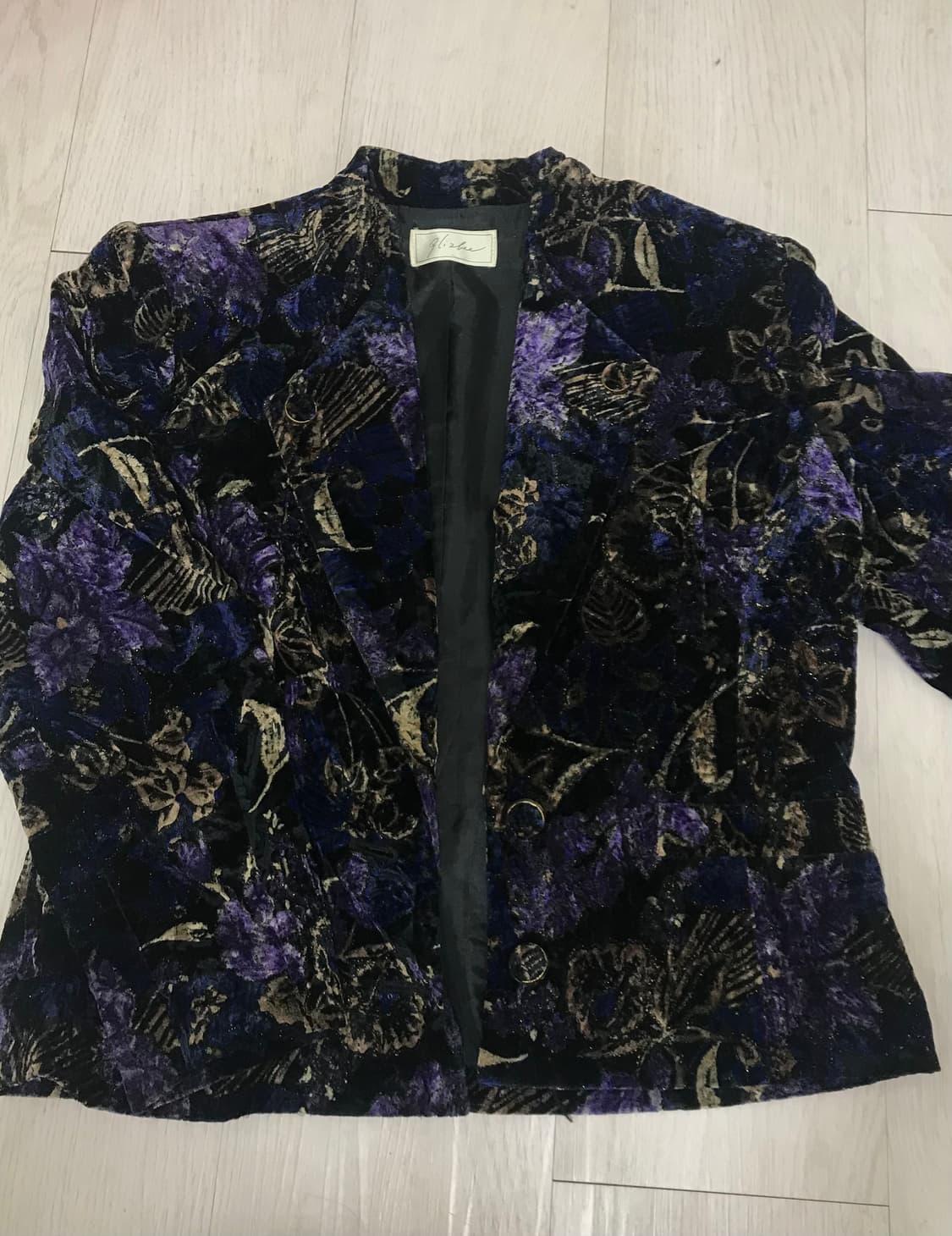 퍼플(보라) 플라워 꽃 벨벳 자켓(잠바) 상품이미지5