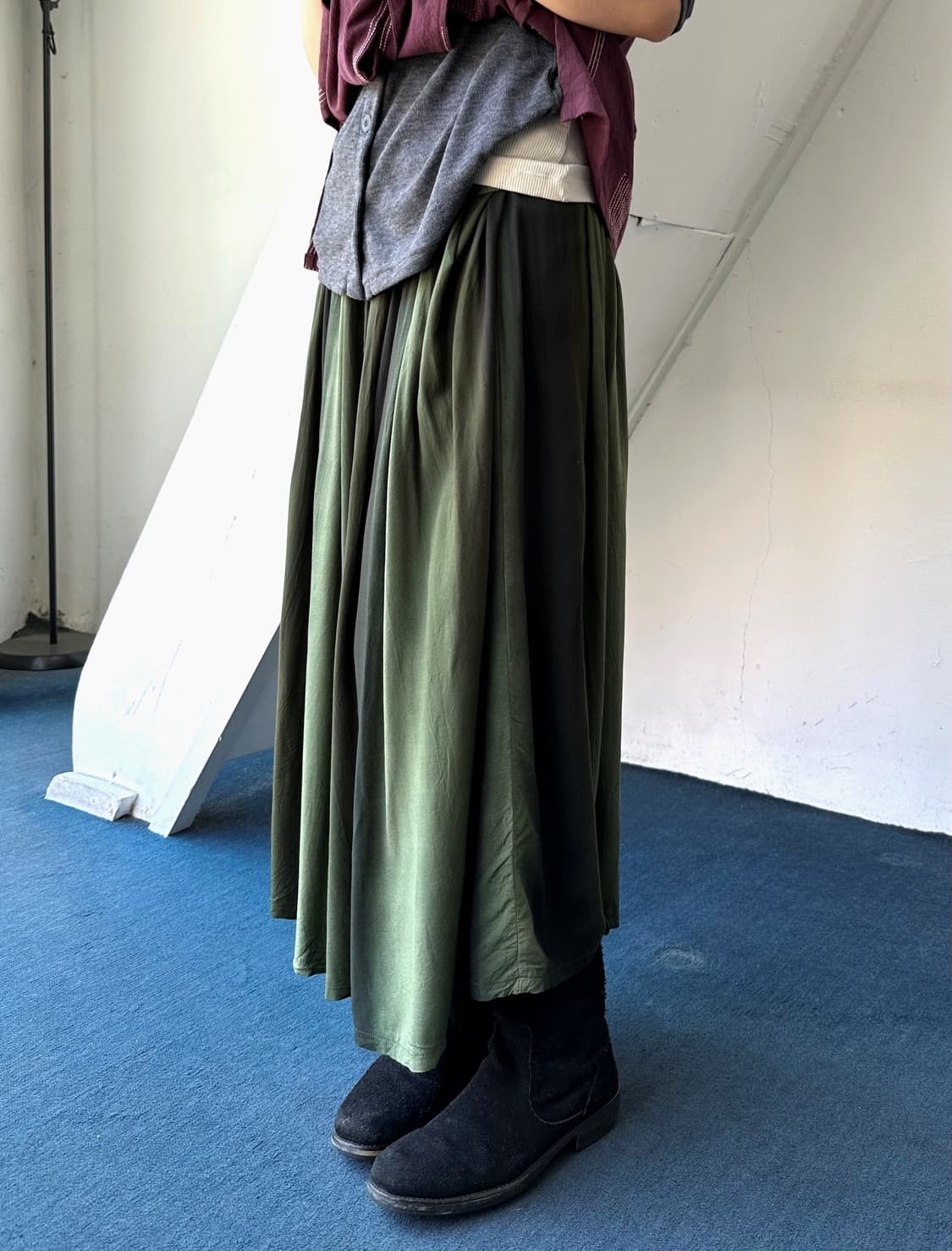 Banded 3/4 pleats rayon gaucho pants 상품이미지6