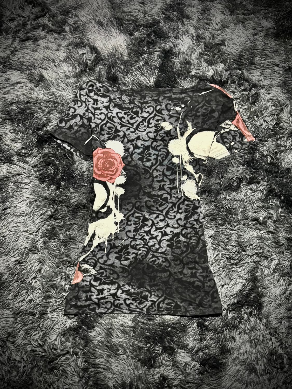 Dig Deep -black label- 해골&장미 고딕 워싱 프린팅 T 상품이미지2