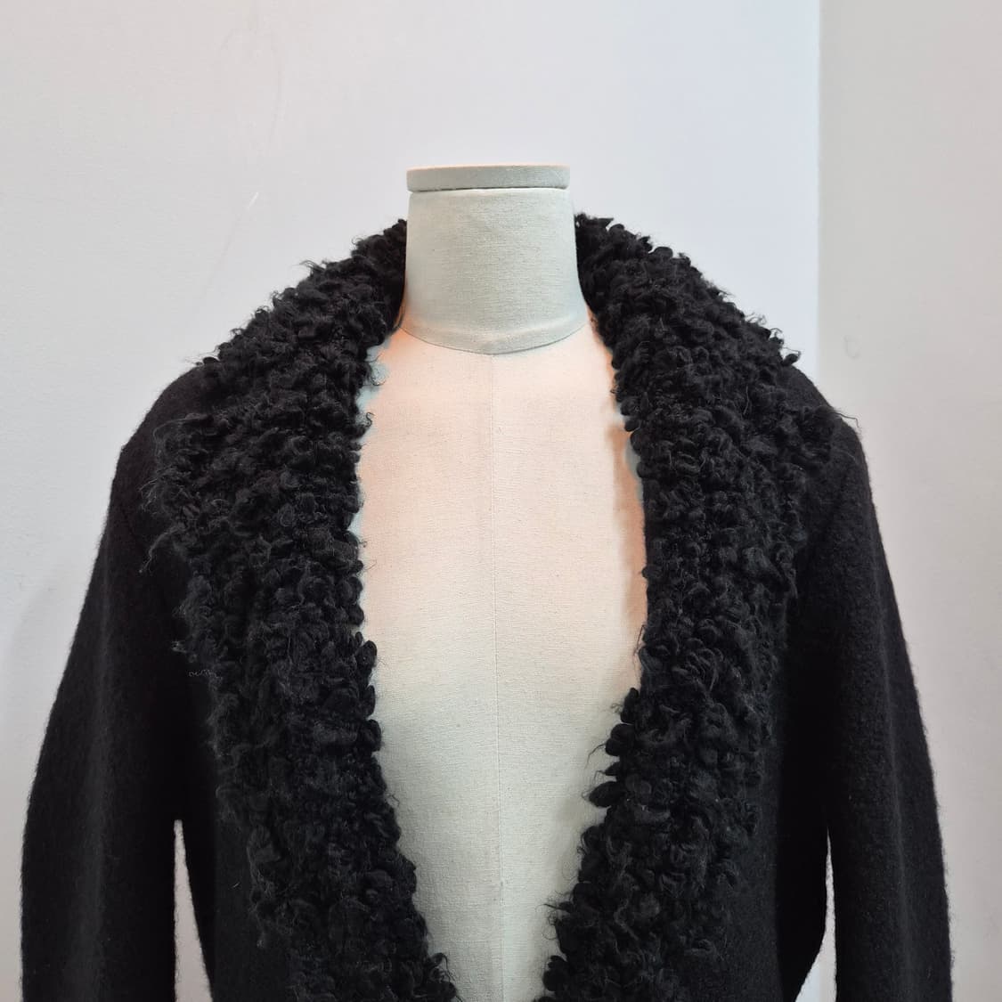 디젤 울100 블랙 셰어링 라펠 롱코트 상품이미지4