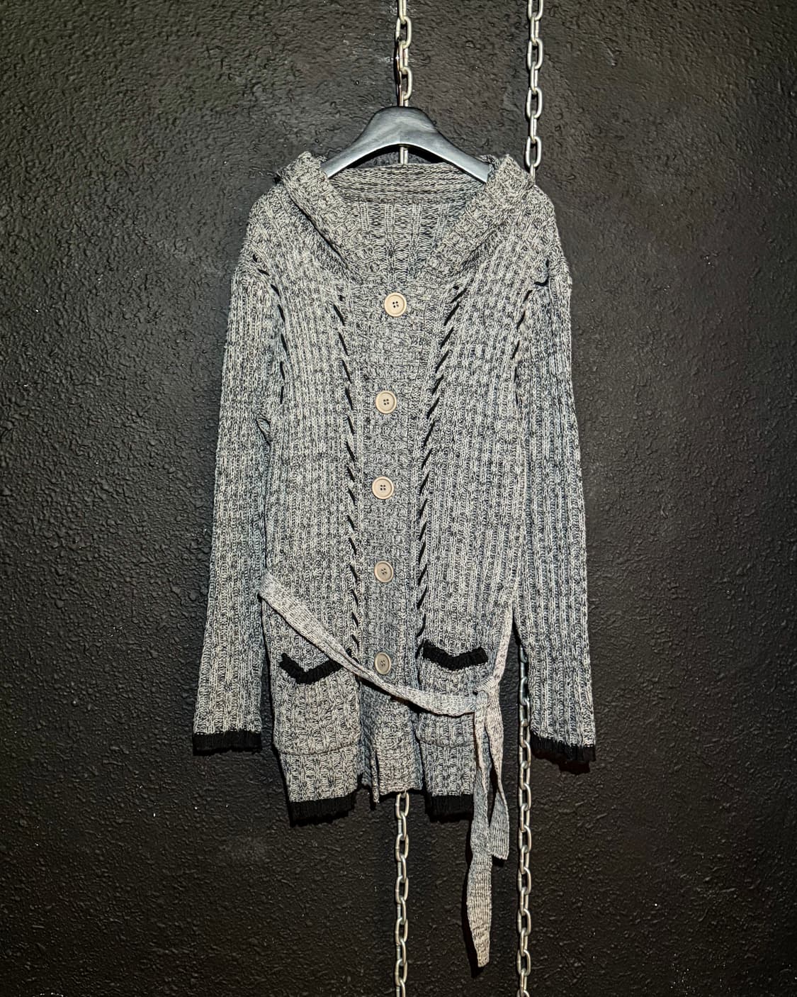 Cable Knit Belted Hoodie Cardigan 상품이미지1