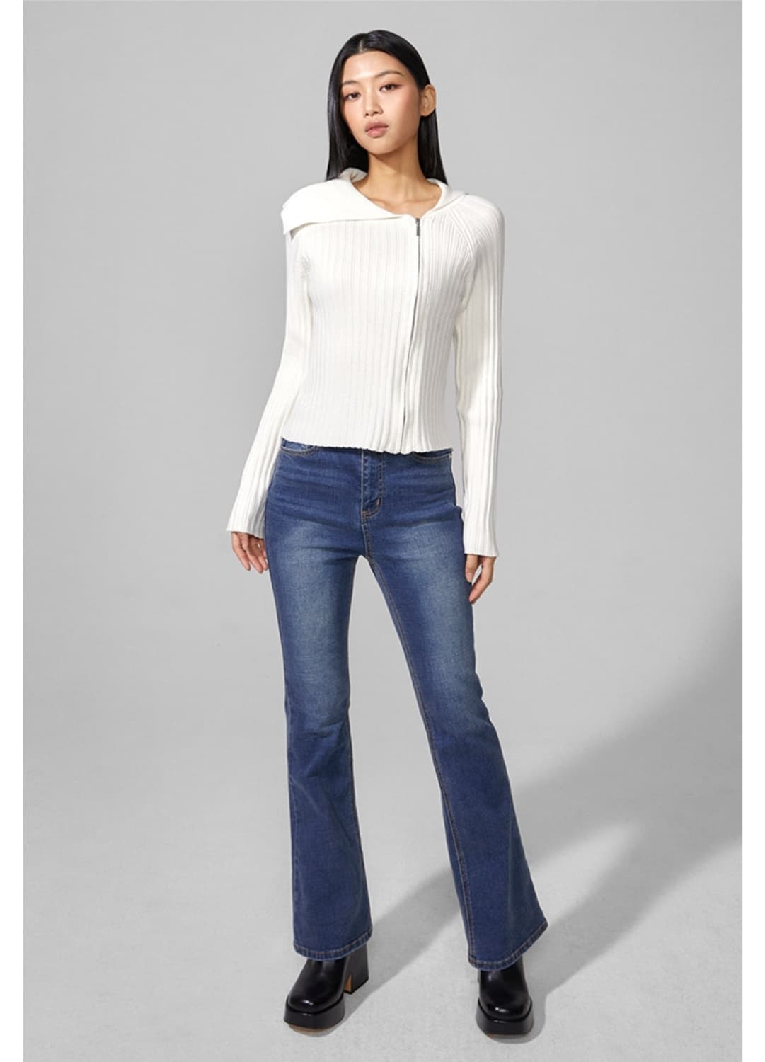 택있는새옷)미쏘 집업니트&가디건 블랙m 상품이미지2