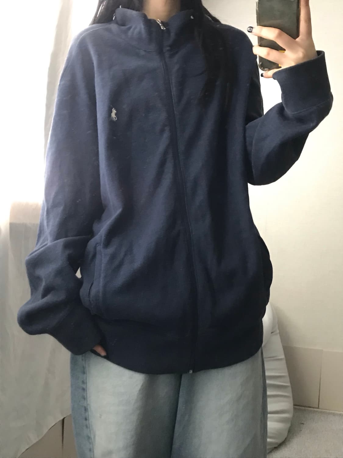 폴로 네이비 오버핏 면집업 상품이미지3