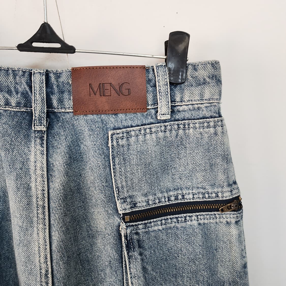 MENG 워싱 데님 카고 와이드 팬츠 상품이미지5