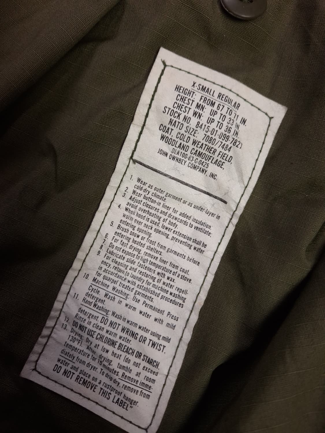 특A 오리지날 80's 미군 우드랜드 초기형 M-65 필드야상 상품이미지5