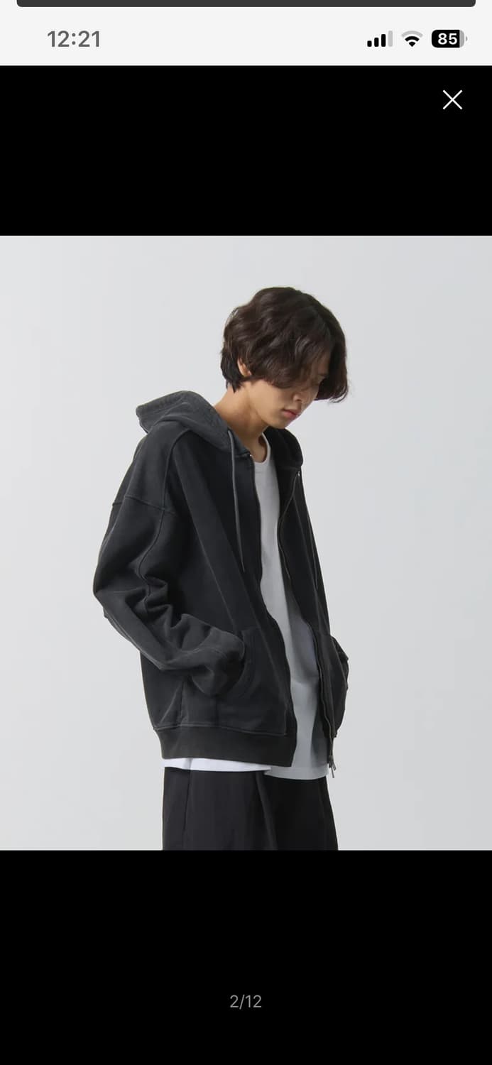 새상품 디미트리블랙 asl 피그먼트 후드집업 차콜 m 상품이미지2