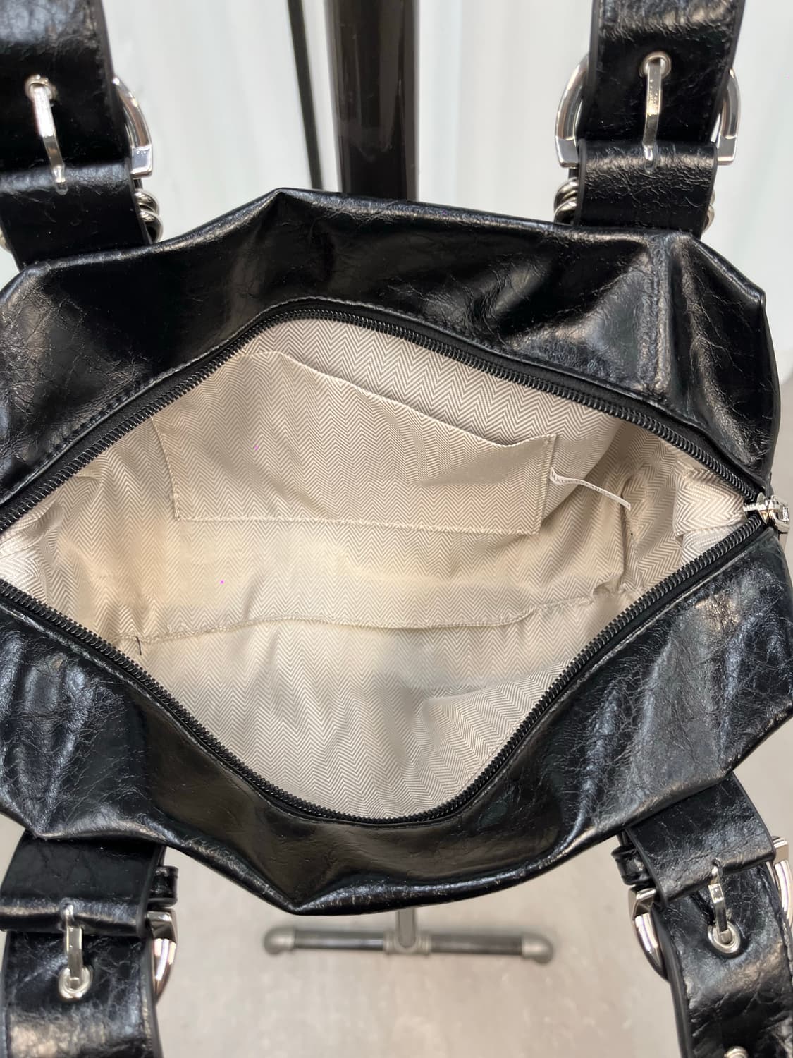 Vintage Black Leather Shoulder Bag 상품이미지8